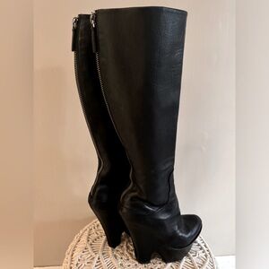 Vero Cucio Black Leather Knee High Boots
